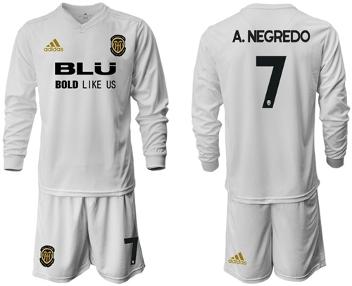 Valencia #7 A.Negredo Home Long Sleeves Soccer Club Jersey